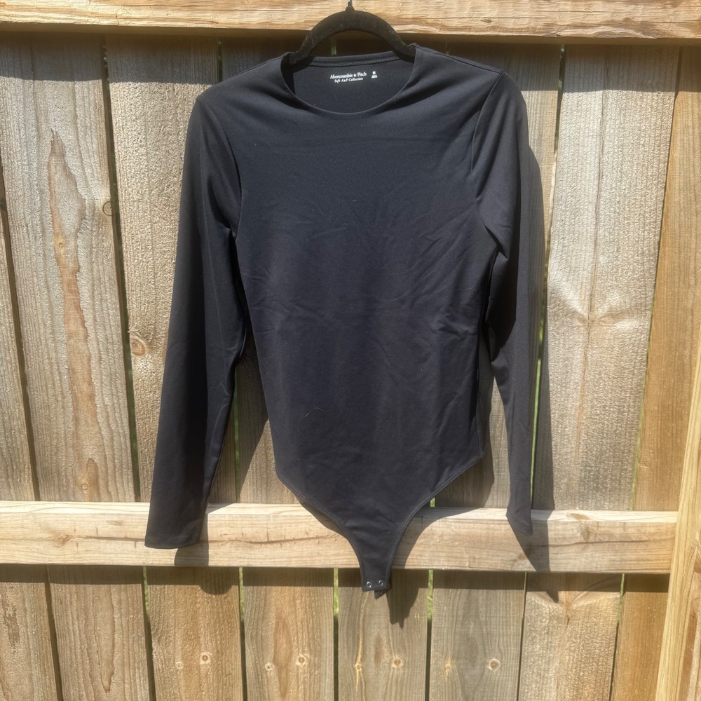 Abercrombie & Fitch Soft A&F Collection Black Long Sleeve Bodysuit Medium